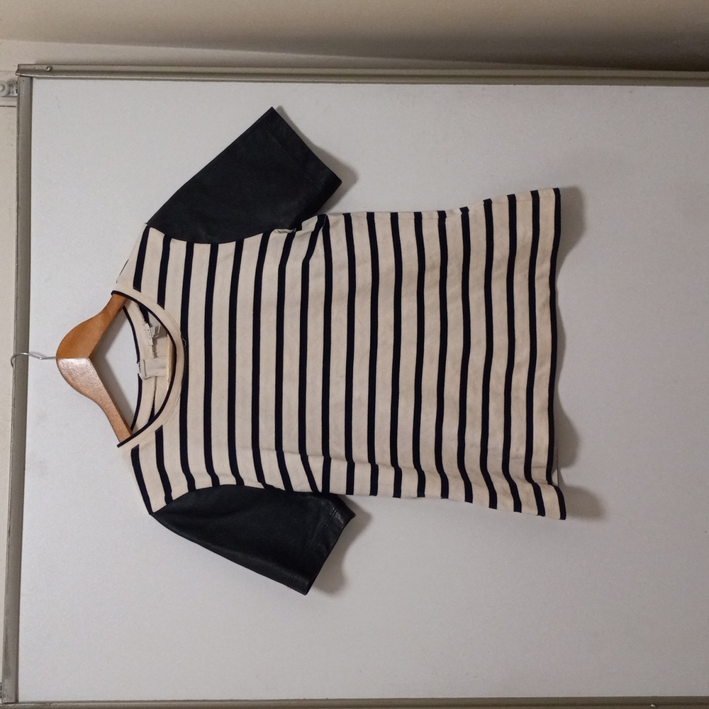 J Crew Leather and Cotton blouse